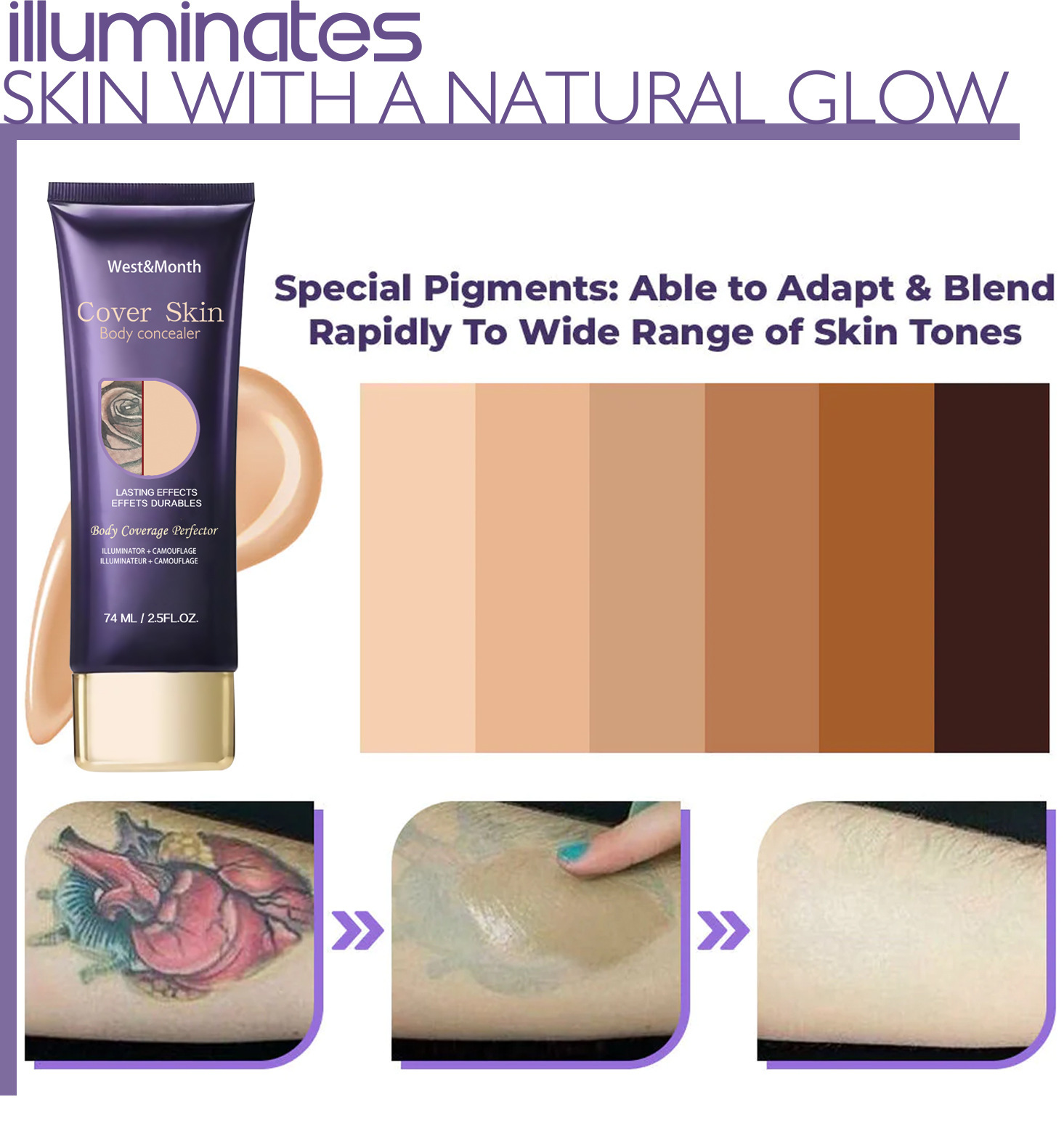 West&Month wasserdichter Abdeck-Tattoo-Muttermal-Narben-unsichtbarer Körper-Concealer_voghion.com