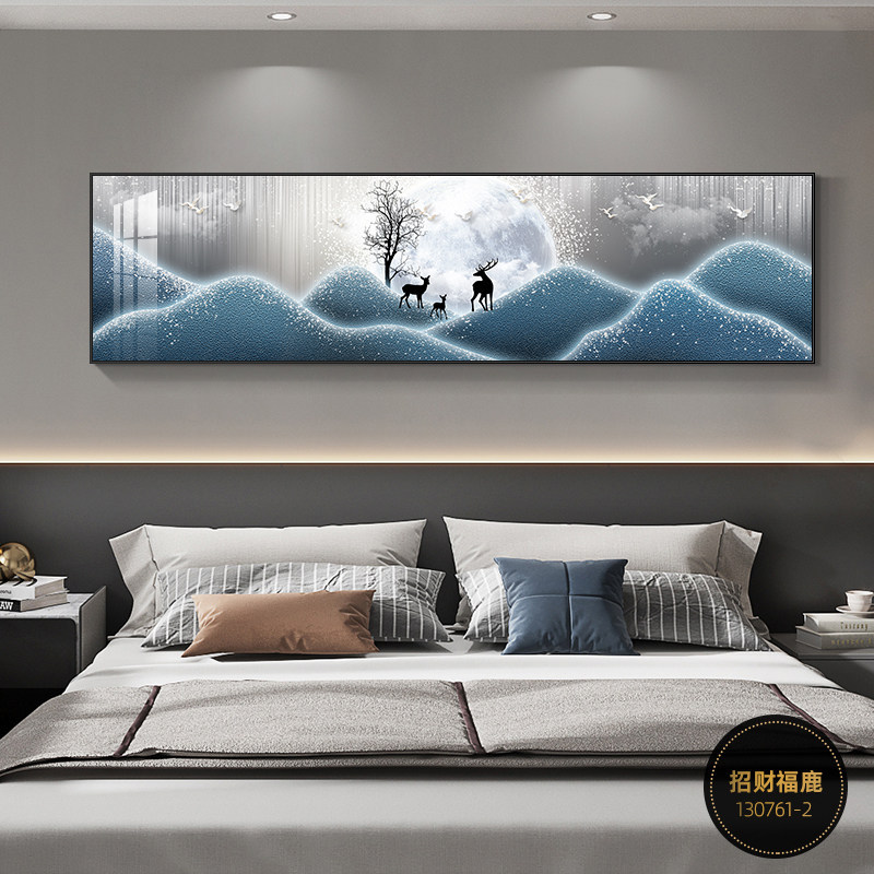 Decoración del dormitorio cuelga la cabeza de la cama pintura cálida Fu Lu sala de estar dormitorio principal pintura de pared de fondo mural de habitación moderna simple image 2