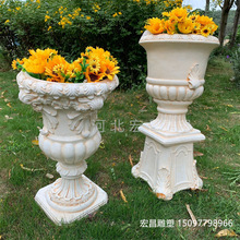 欧式户外花园花盆庭院装饰树脂工艺品花缸雕像创意摆件复古罗马柱