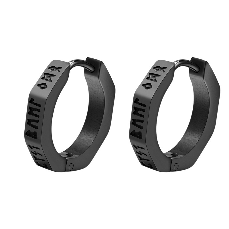 New earrings ear buckle jewelry Korean fashion stainless steel octagonal corrosion Viking symbol ear ring EH-526