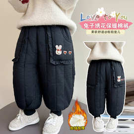 女童洋气保暖棉裤秋冬季2025新款儿童加厚束脚裤宝宝加绒夹棉裤子