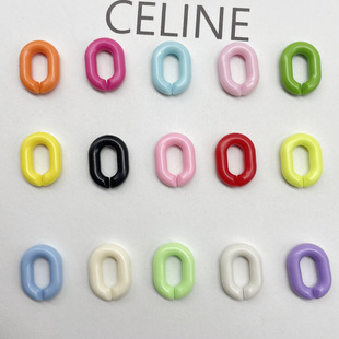 Acrylic Candy Color U-shaped Chain Buckle Oval Opening Ring DIY Jewelry Accessories Keychain Pendant Wholesale