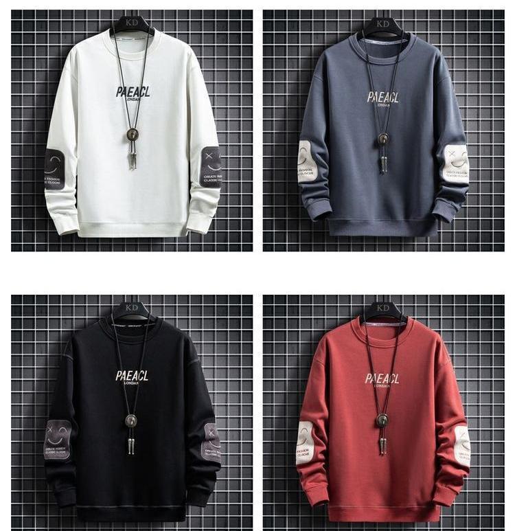 Herren Sweatshirt Rundhals Langarm Trendiger Freizeit Pullover_voghion.com