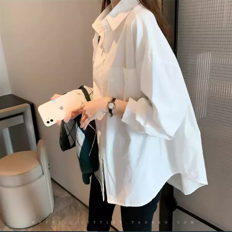 6687气质白衬衫女新款设计感小众上衣休闲打底衫百搭长袖内搭叠穿