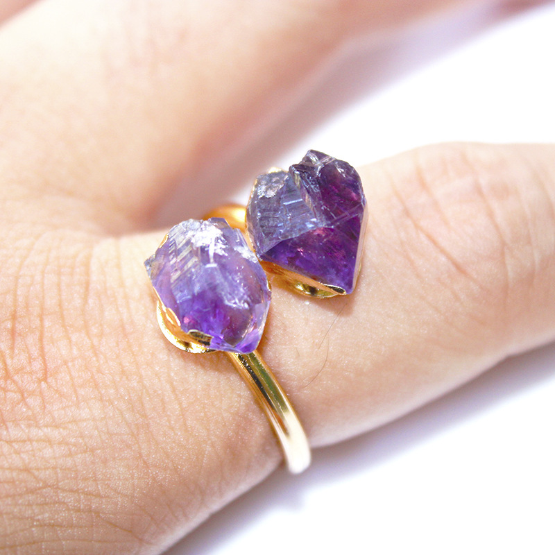 Fashion Irregular Copper Irregular Gold Plated Inlay Crystal Open Ring 1 Piece