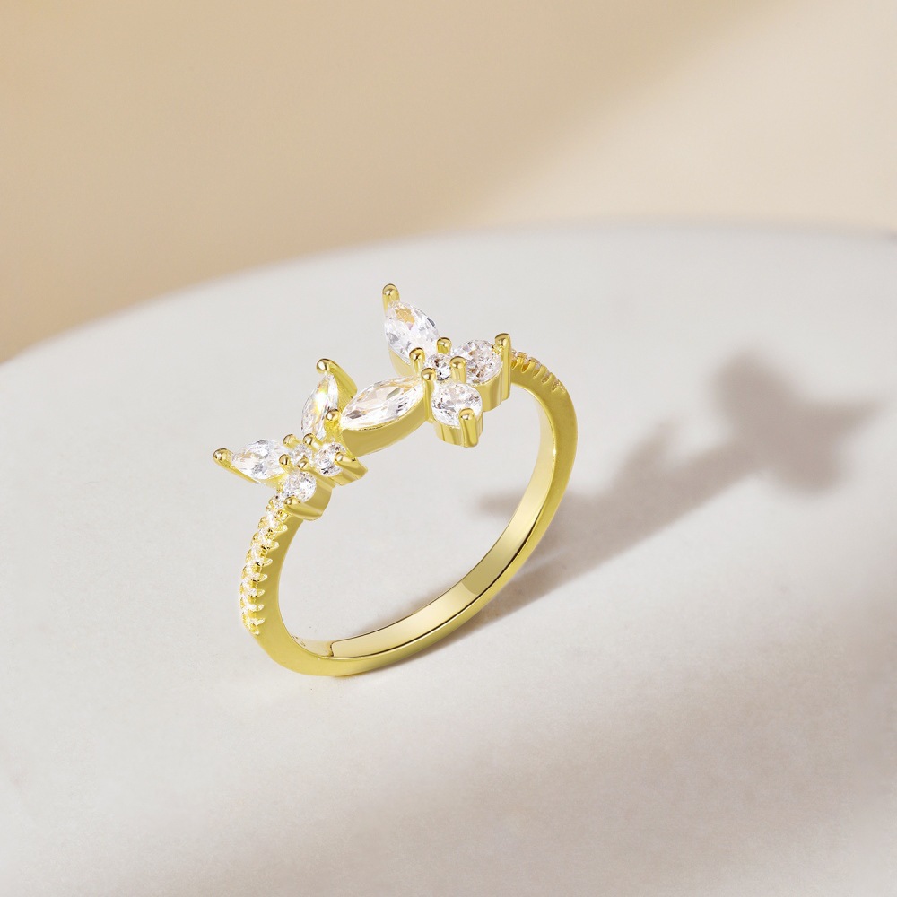 4g Weight Zircon Inlay Material Rings Classification 1 Piece Quantity Holiday, Daily Occasion 925 Sterling Silver Material U Shape, Insect Pattern Women's Gender Inlay Design Simple Style, Classic Style Style 925 Sterling Silver Zircon U Shape Insect Rings 11