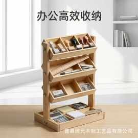 跨境木质多层置物架竹木多格玩具收纳架实木可调节角度物品展示架