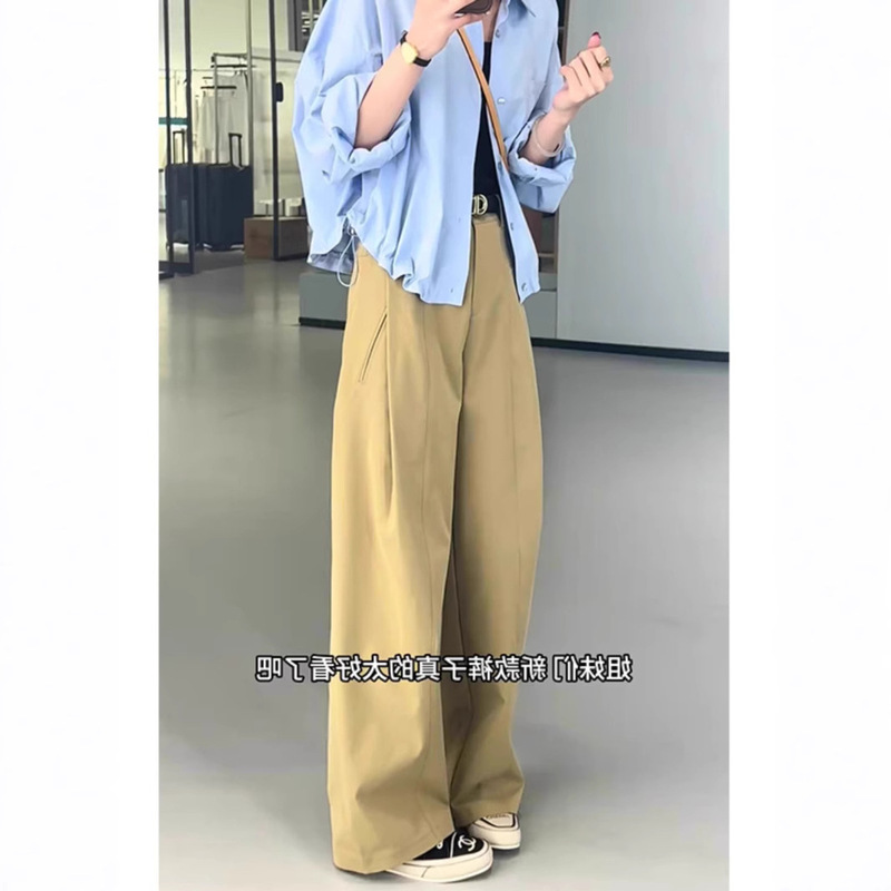 韓国風のおしゃれで万能なストレートパンツ、肌に優しく快適で着痩せするカジュアルパンツ、2025年春の新作レディースパンツ|undefined