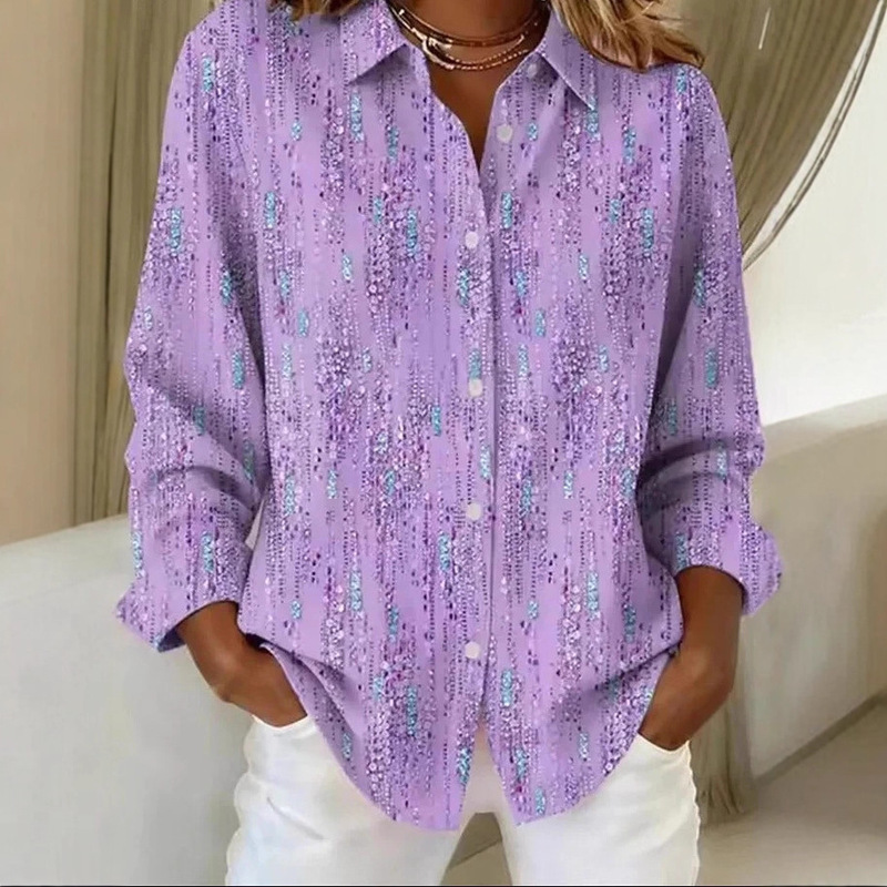 2025 Independent Station Temu International Station Popular Women's Autumn Shirts European and American Trendy 3D Printed Digital Shirts