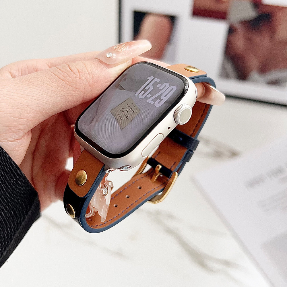 30g Weight Watch Strap Classification Genuine leather Material Round Pattern Casual, Simple Style Style Casual Simple Style Round Watch Strap 18