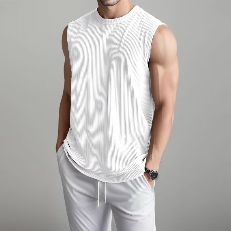 Chaleco de verano hombre camiseta de hombro sin mangas chaleco de acondicionamiento físico hombre secado rápido suelto comercio exterior al por mayor transfronterizo