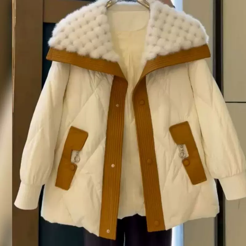 Зимний пуховик, корейский стиль, стиль Chanel, оверсайз, увеличенная толщина
