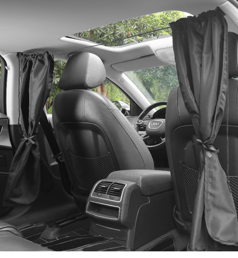 Car-Mounted Front and Rear Partitioned Blackout Privacy Curtains, Car Interior Partition Curtains, Sun Protection and Heat Insulation Car Side Window Sunshades