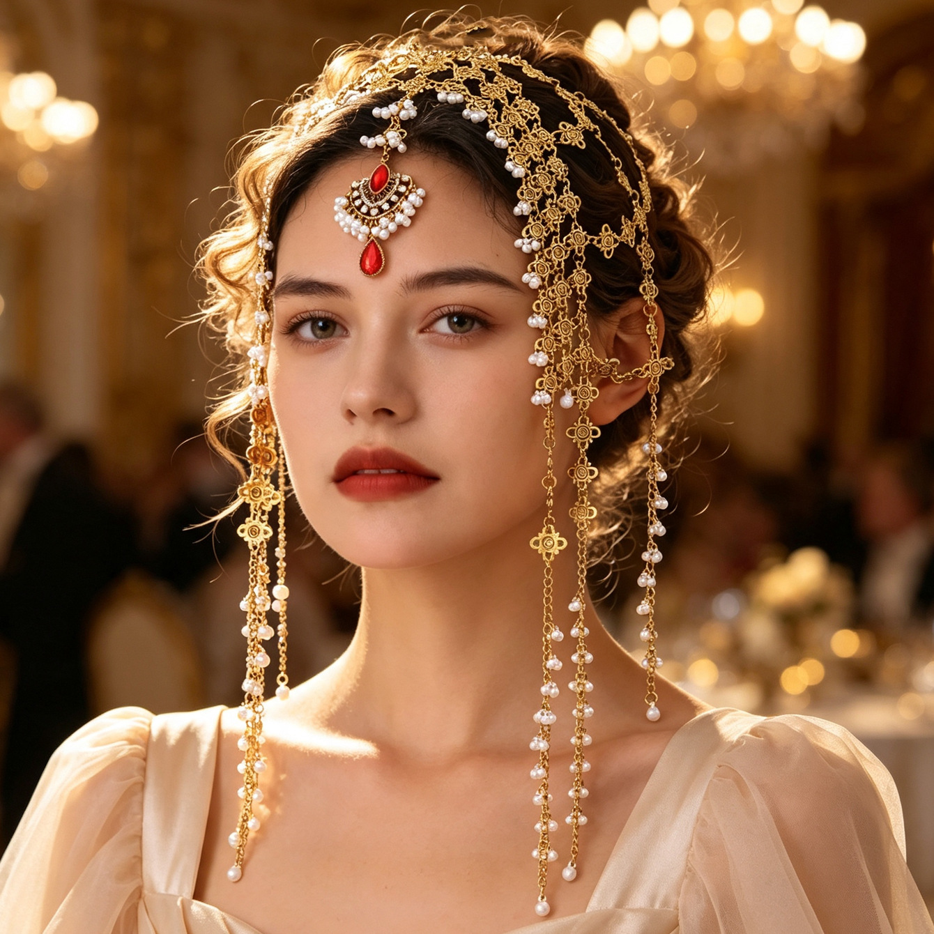 Ancient-style hair crown, Dunhuang Western Region princess hair accessory, travel photography headpiece, forehead pendant, forehead ornament, tassel ethnic-style accessory, hair crown