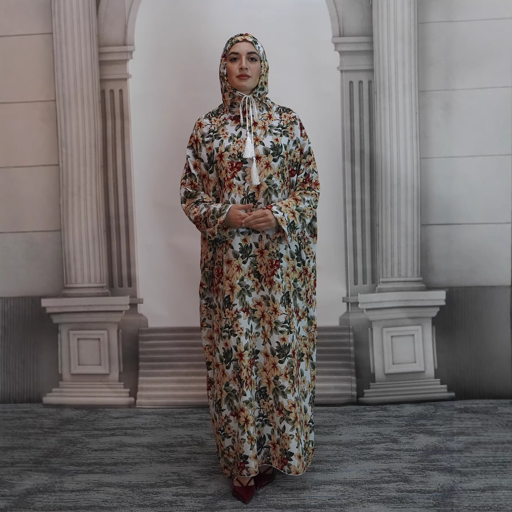 Plus Size Somali Women's Traditional Loose Comfortable Lace Hat with Prayer Fashion Print - Extra Large Size 2024 New Arrival