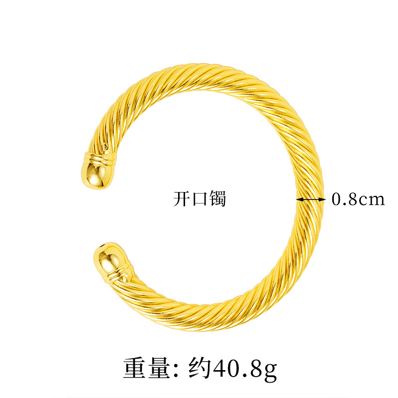 Viejo oro vietnamita estilo europeo y americano exagerado abertura geométrica de tornillo brazalete de torsión para mujeres no se desvanecen joyas de lujo ligero
