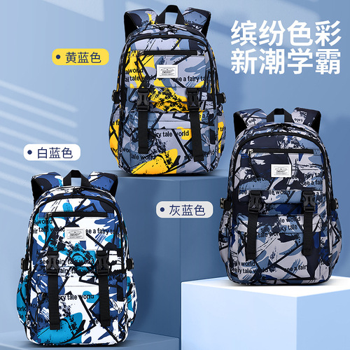 New Sesame Baby Elementary School School Bag Men's 1-3-6 Camouflage School Bag Children's Light Casual Backpack