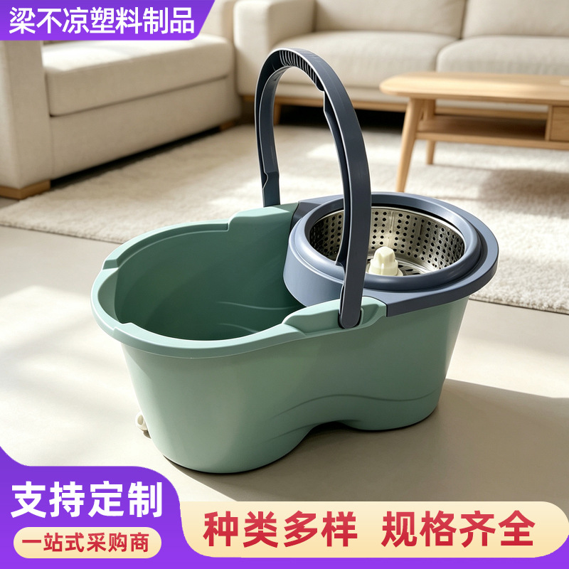 定制速八旋转拖把单桶一拖免手洗家用拖布甩干拖把桶速八旋转桶