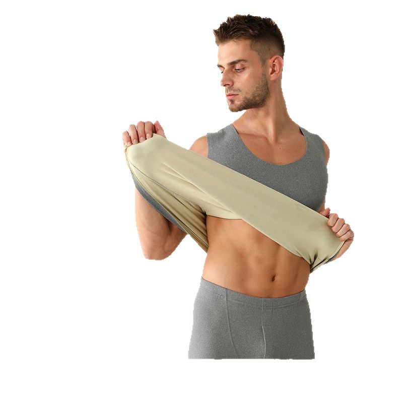 Fuente de fabricantes de hombres sin marcas sin mangas chaleco de terciopelo hombre a prueba de viento de color sólido V-collar camisa de base chaleco caliente