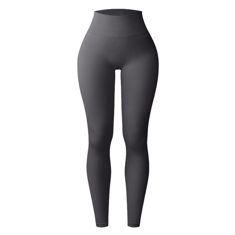 Pantalones cortos y largos de mujer ajustados y acanalados de estilo europeo y americano, de alta elasticidad, color liso, efecto levantamiento de glúteos, leggings de yoga y fitness.