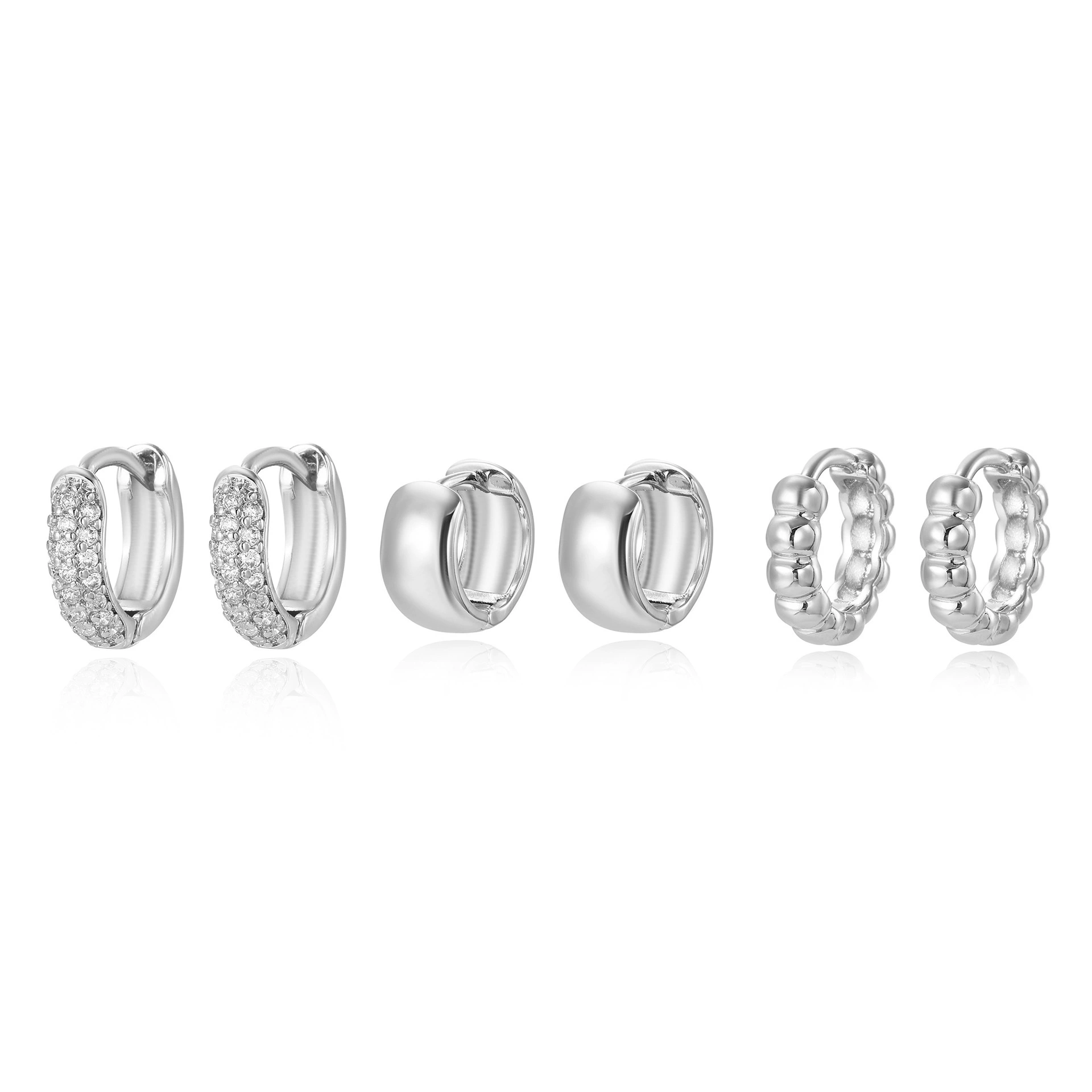 Медно-цинковый? Wait: copper zirconium earrings ear clips set European style high-quality style 3 piece set