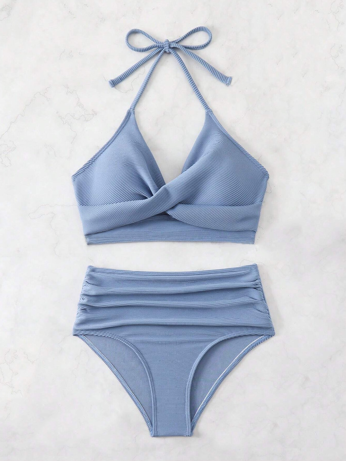 GraceChic 2025 Nouveau maillot de bain femme style européen et américain haut de gamme licou bikini taille haute deux pièces maillot de bain_voghion.com