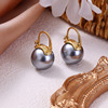 Earrings stainless steel, small design advanced retro black beads, light luxury style, high-quality style