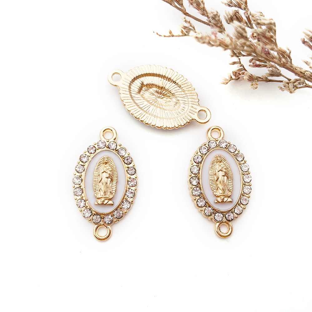 1 Piece Simple Style Human Oval Alloy Enamel Plating Inlay Connector Jewelry Accessories display picture 2