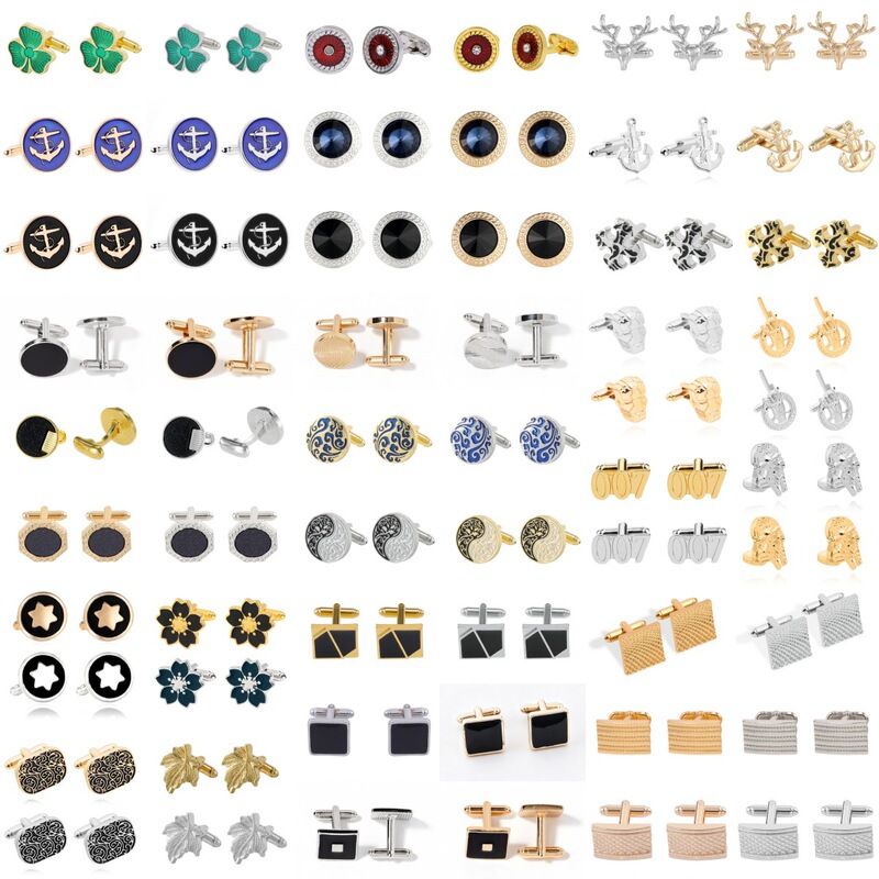 Cross-Border Best-Selling Amazon Men's French Cufflinks in Silver and Gold Collection