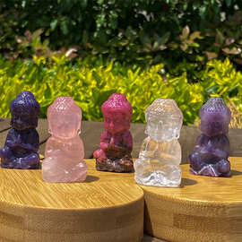 紫水晶雕刻件如来宝宝佛天然原石工艺品释迦摩尼小佛像玉石摆件