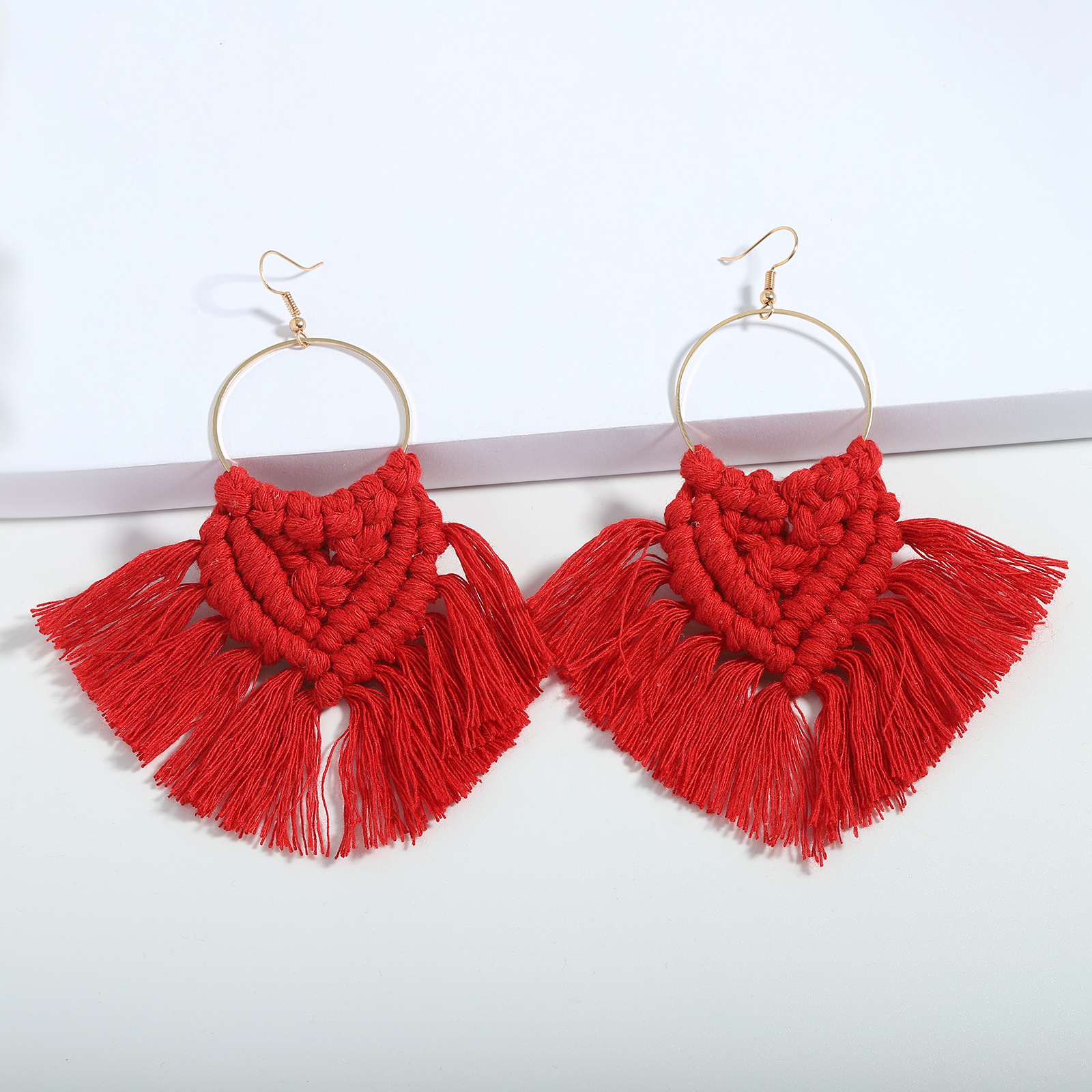 Bohemian Ethnic Style Handmade Braided Tassel Color Earrings display picture 7