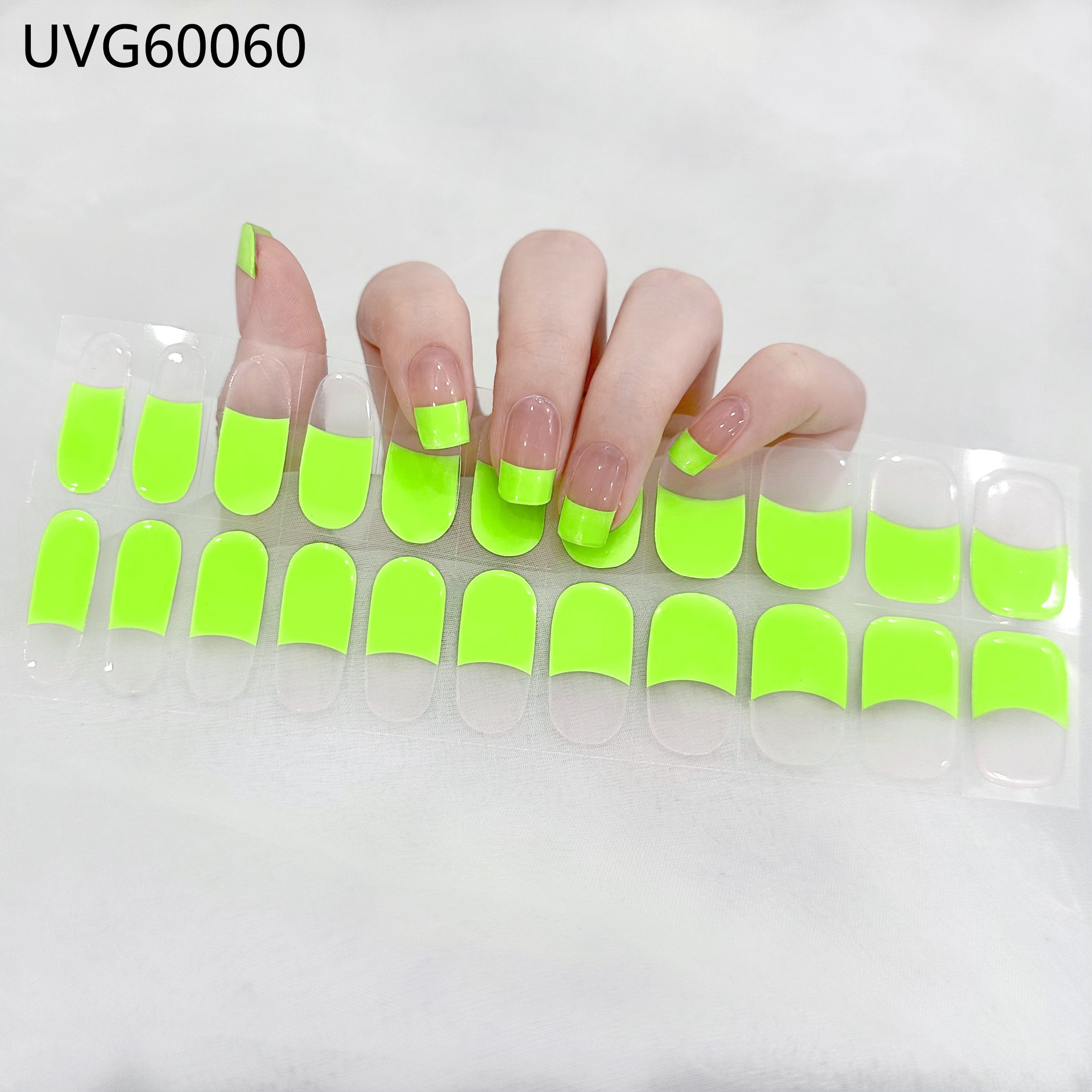 Pegatinas de uñas de gel UV transparentes efecto hielo, semicuradas, con lámina dorada, fototerapia, efecto película de aceite