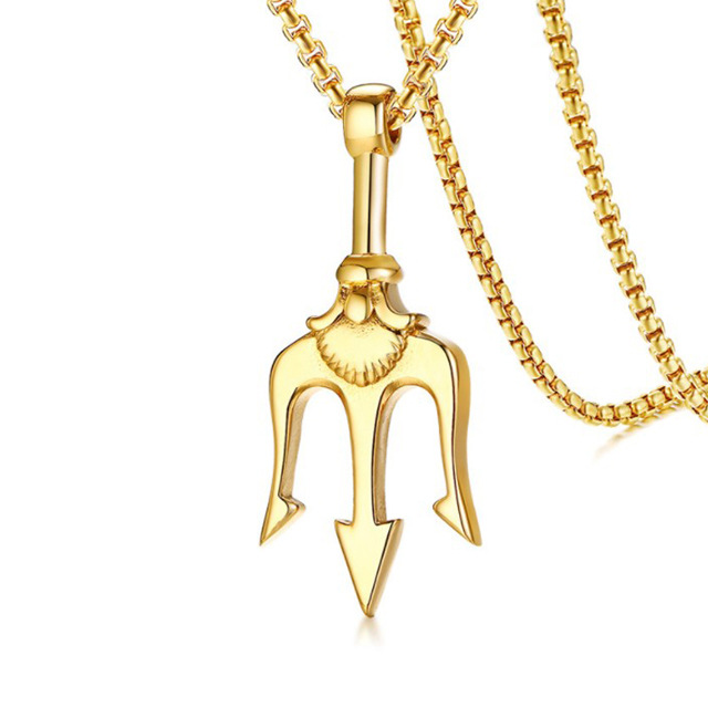 Original Design Titanium Steel Sea King Trident Pendant Male Domineering Hip-hop Simple Pendant Personality Necklace Female Trendy Accessories