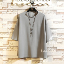 一件代发五分短袖t恤上衣服男女夏装5分袖半袖纯色打底衫大码男生