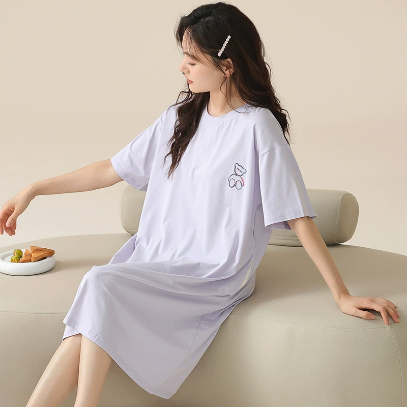 Antibacterial summer cute pijama, skirt, with short sleeve, round collar, Korean style
