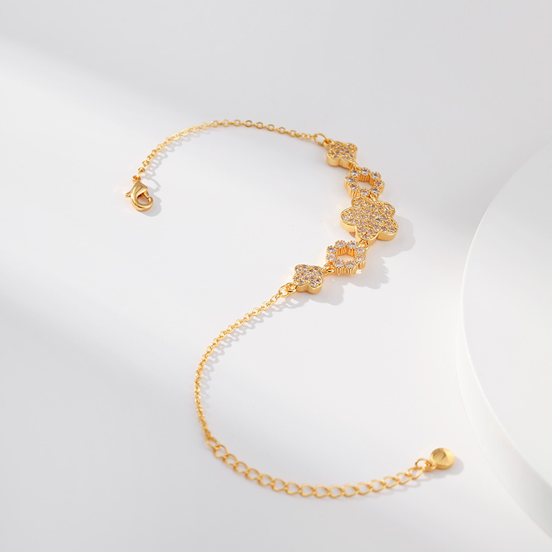 Lady Heart Shape Flower Copper Plating Bracelets 1 Piece