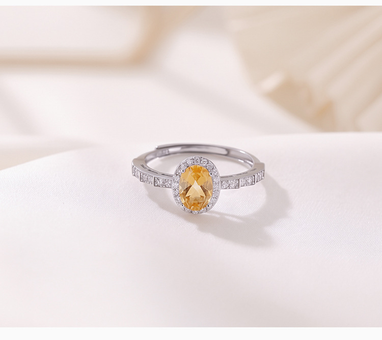 Nhẫn nữ bạc S925 mạ vàng đính đá crystal hình vuông, kiểu mở điều chỉnh size — Loại bạc chi tiết 5