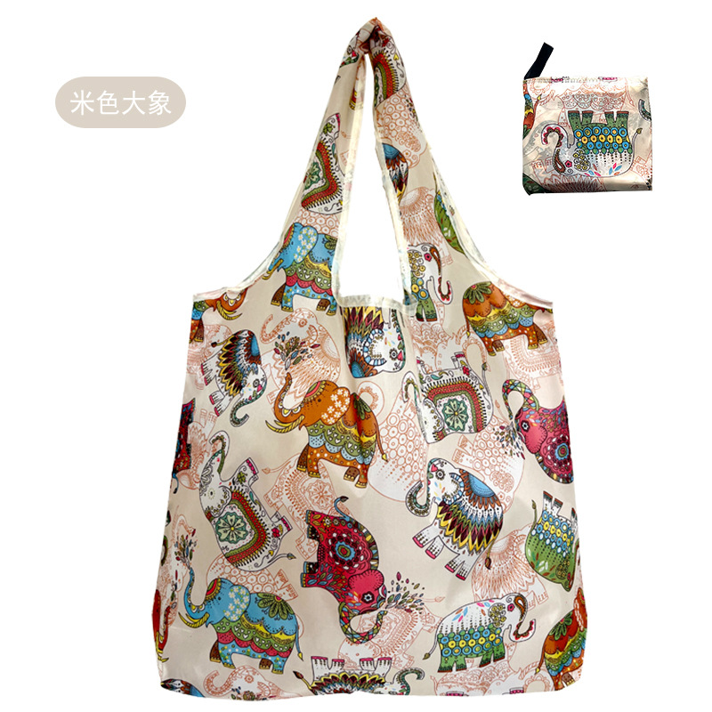 En stock pelo rápido Grande 190T tela de flores bolsa de compras Portátil Bolsa de poliéster bolsa plegable al por mayor bolsa de regalo publicitario