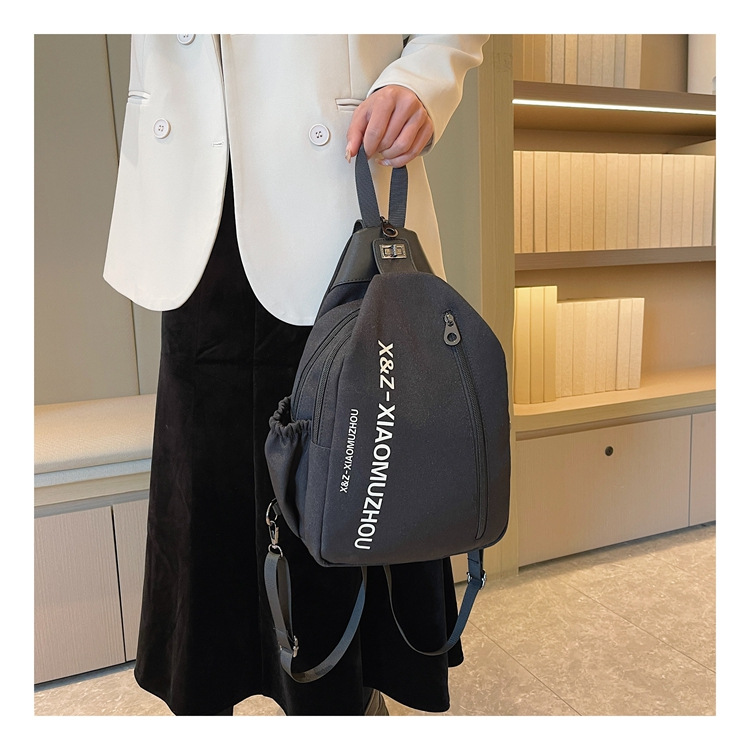 Cross-border women's multi-functional backpack, canvas chest bag, single-shoulder crossbody bag, multi-layered casual large-capacity bag undefined