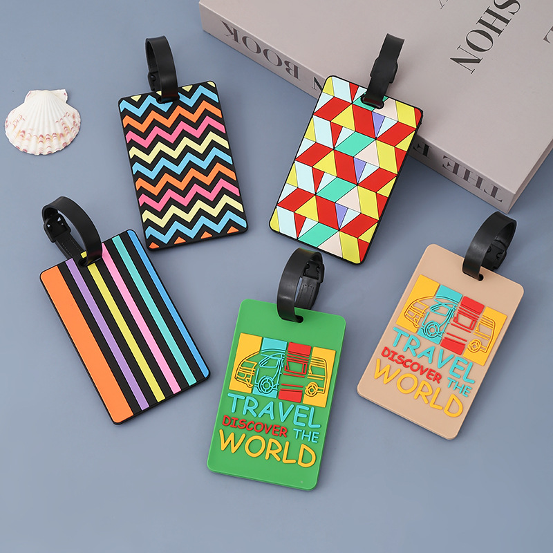 Étiquette de bagage géométrique en caoutchouc souple pour valise_voghion.com