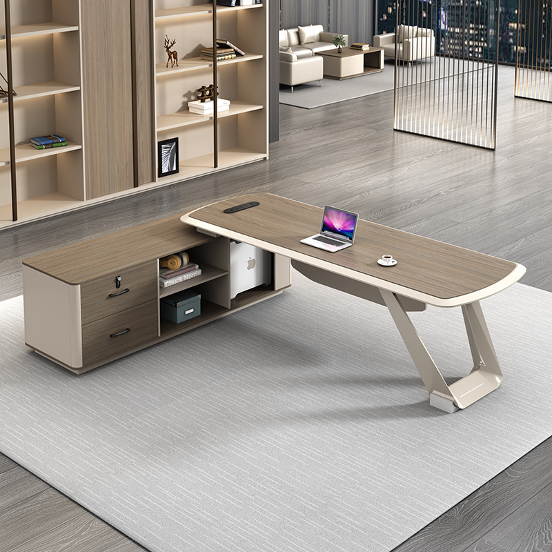 Escritorio de jefe de lujo ligero, escritorio de supervisor moderno, gerente individual de oficina, combinación de mesa y silla, escritorio ejecutivo del presidente