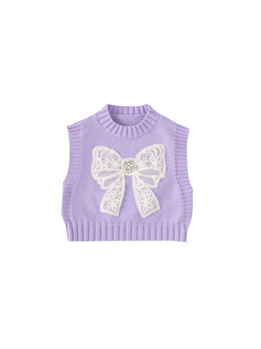 Youbao Ropa para niños Chaleco de punto para niñas Otoño Nueva ropa de otoño Chaleco de suéter sin mangas para niños con lazo para bebés