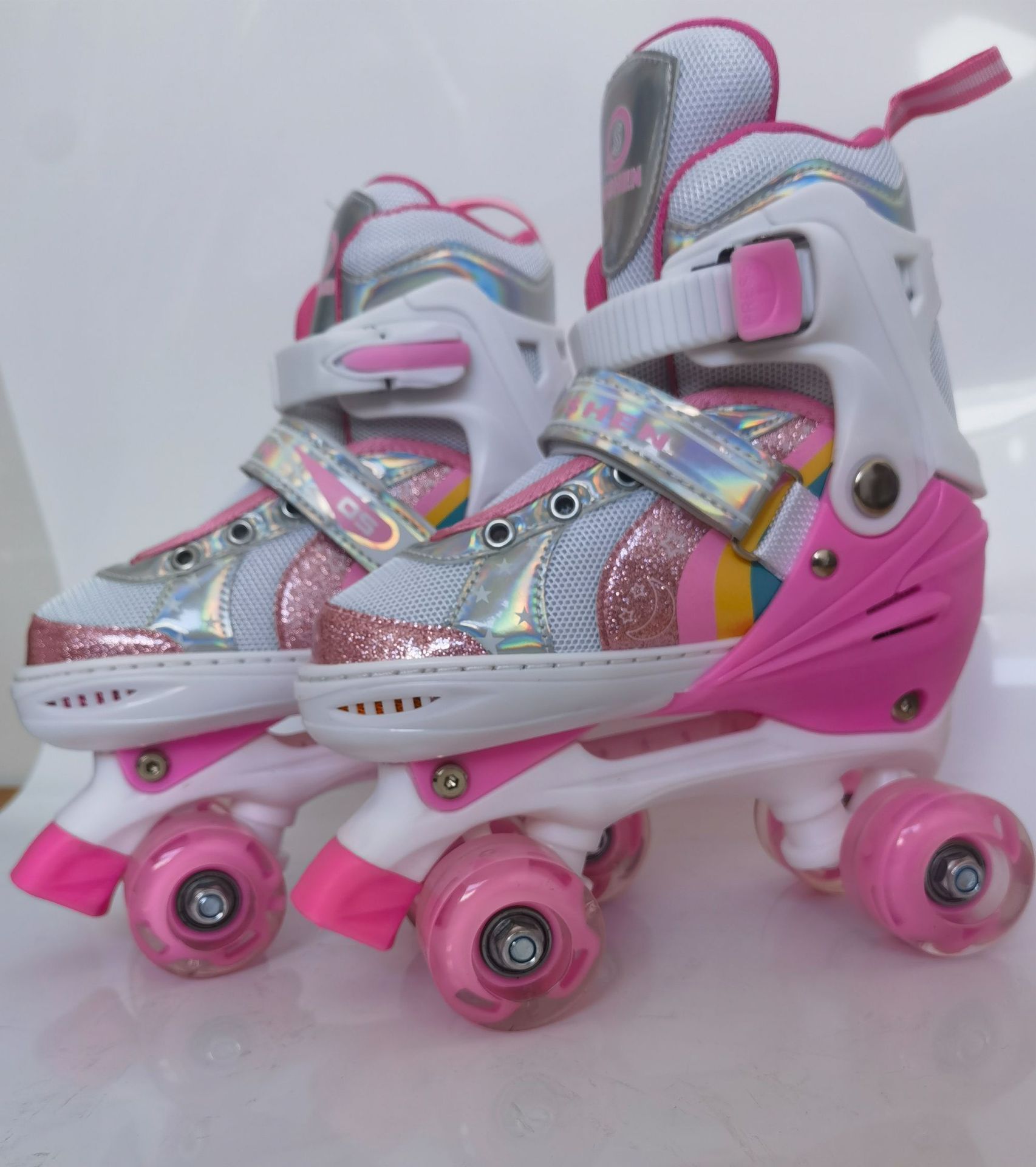 Verstellbare Doppelreihen-Rollschuhe, vierrädrige Inlineskates für Eisbahnen, für Jungen, Mädchen und Grundschüler_voghion.com