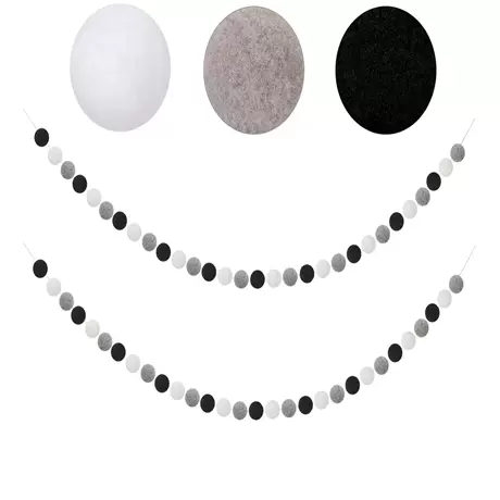 Hair ball string: black and white gray