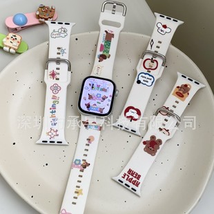 Suitable for Apple Cute Cartoon Printed Silicone Watch Strap Apple Watches10/9/8/Se/7/6/5/43