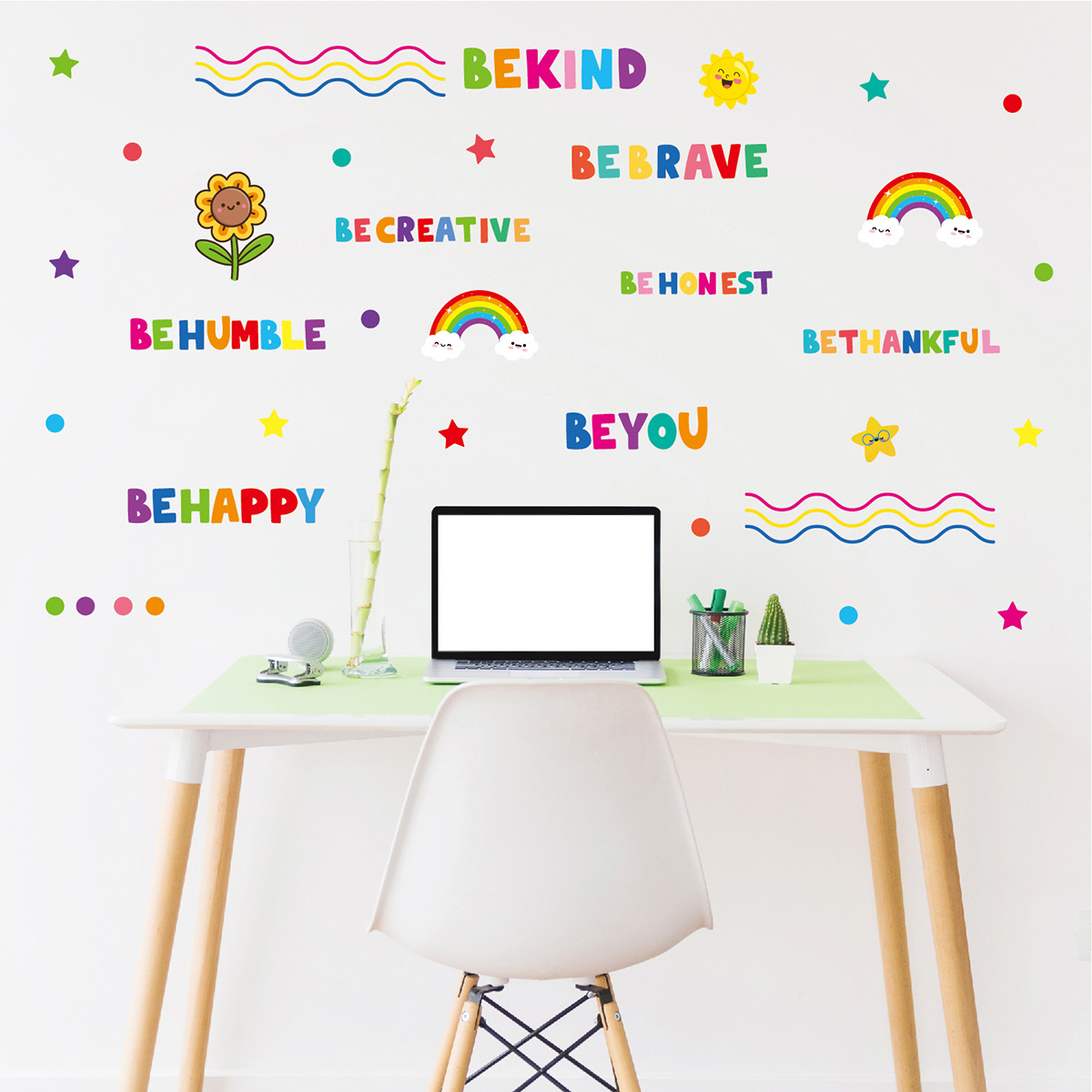 Colorful inspirational wall stickers let...