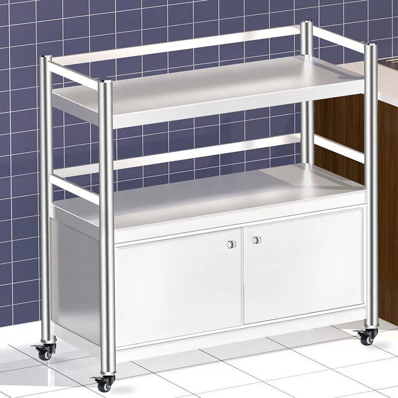 Новая кухонная полка для хранения из нержавеющей стали, многослойная напольная полка для хранения, шкаф с дверцей, съемная полка для шкафа