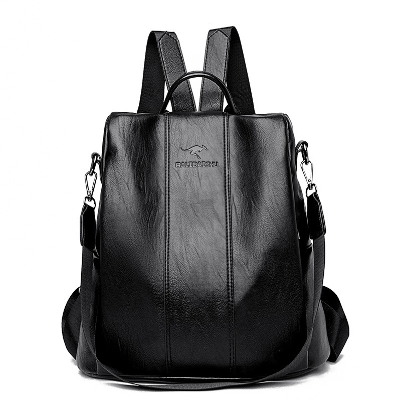Mochila escolar de cuero suave estilo coreano, bolso antirrobo para mujer, diseño moderno