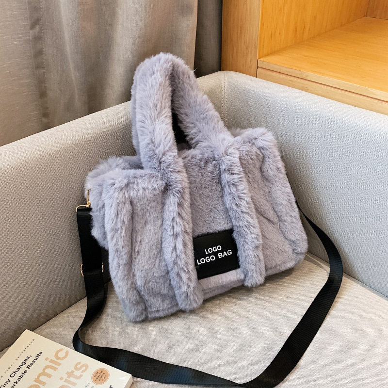 Bolso de felpa para mujer 2023 nuevo bolso de mujer de estilo coreano de moda bolso de mano portátil de gran capacidad de hombro crossbody bolso peludo