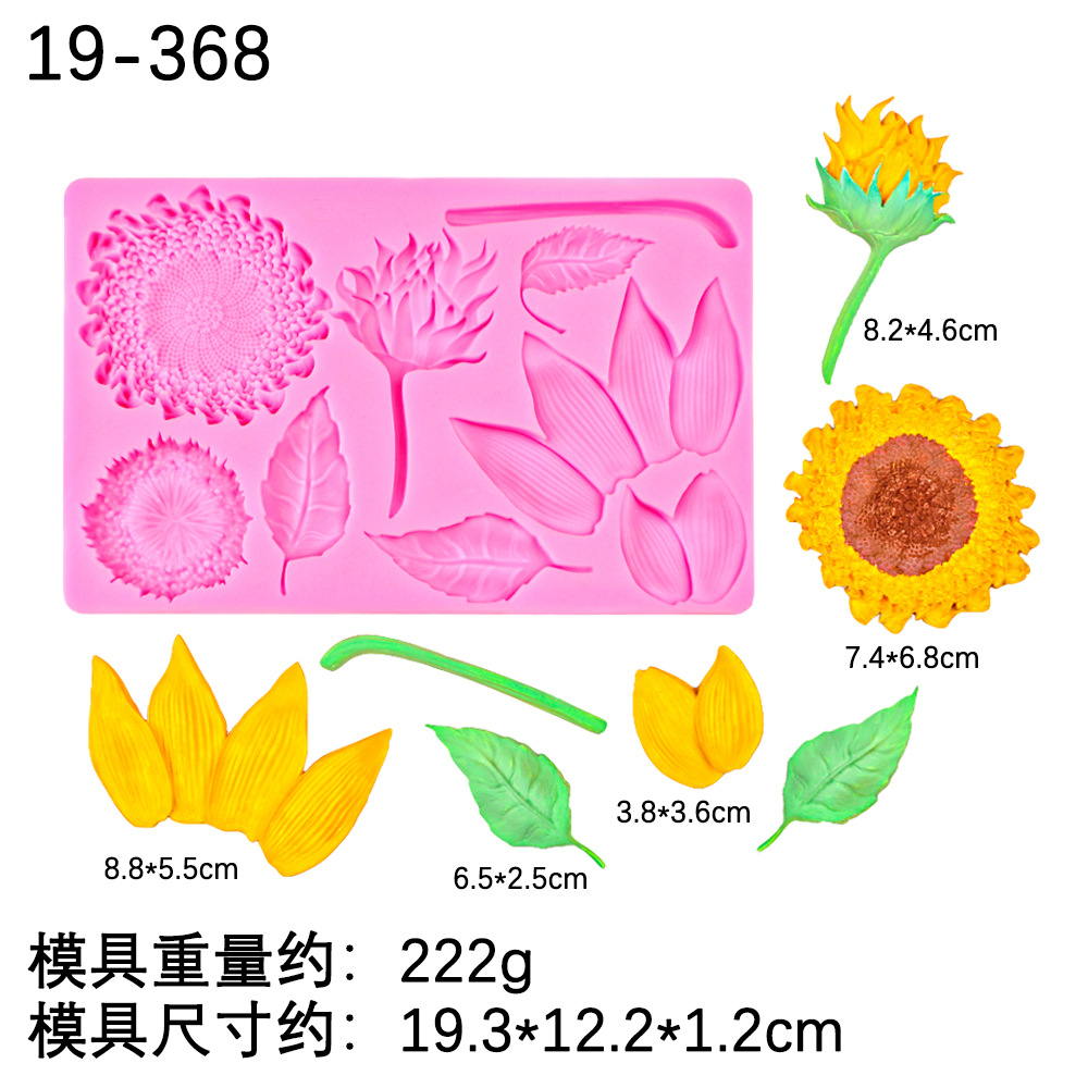 Creativo girasol hoja fondant pastel estilo postre fondant chocolate rosa hoja yeso decoración de pegamento